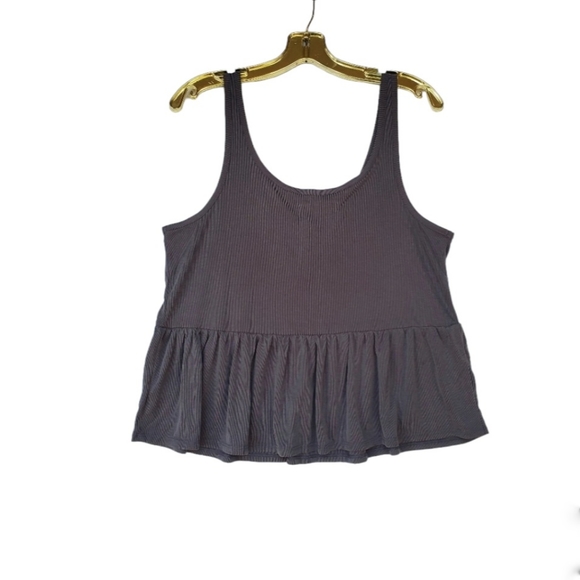 LUCKY Babydoll Tank Top Grey Ribbed  Medium NWOT - Picture 5 of 11